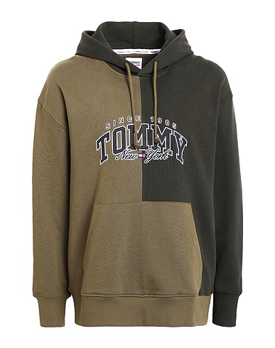TOMMY JEANS Hooded track jacket  Dark green 100% Cotton
