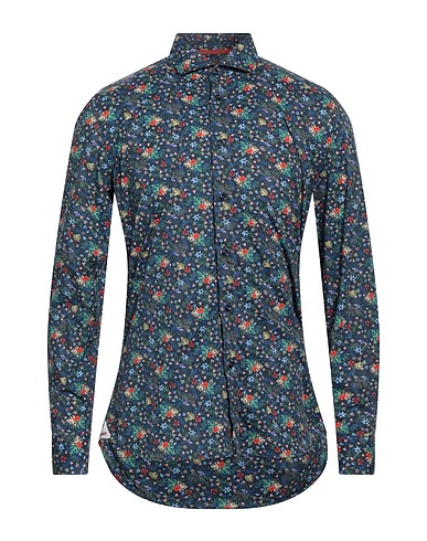AT.P.CO Patterned shirt Navy blue 96% Cotton, 4% Elastane