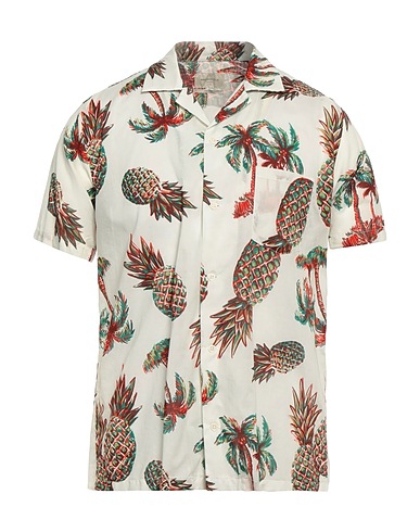 BROOKSFIELD Patterned shirt Ivory 100% Cotton