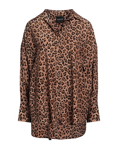 SIMONETTA RAVIZZA Patterned shirts & blouses Camel 100% Silk