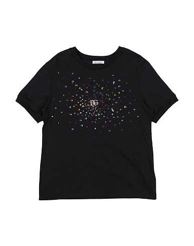 DOLCE&GABBANA T-shirt Black 100% Cotton, Glass, Brass, Crystal
