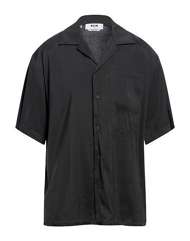 MSGM Camicia tinta unita Nero 84% Viscosa, 16% Poliestere