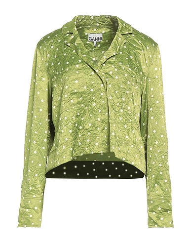 GANNI Patterned shirts & blouses Light green 95% Polyester, 5% Elastane