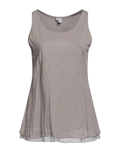 EUROPEAN CULTURE Tank top Taupe 66% Cotton, 33% Ramie, 1% Elastane