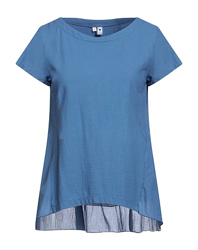 EUROPEAN CULTURE T-shirt Slate blue 70% Cotton, 30% Ramie