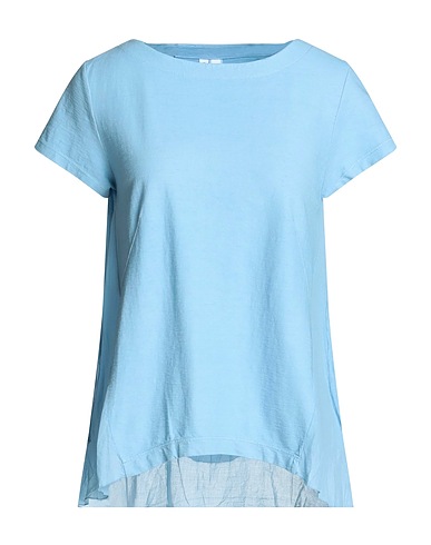 EUROPEAN CULTURE T-shirt Sky blue 70% Cotton, 30% Ramie