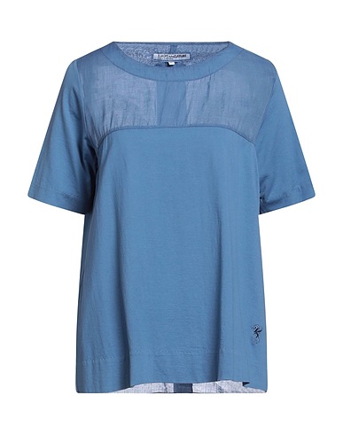 EUROPEAN CULTURE Basic T-Shirt Slate blue 55% Ramie, 45% Cotton