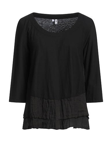 EUROPEAN CULTURE T-shirt Black 78% Cotton, 22% Ramie