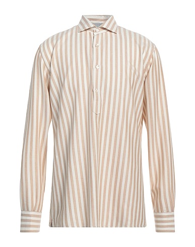 ELEVENTY Striped shirt Beige 87% Cotton, 8% Cashmere, 5% Alpaca wool