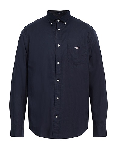 GANT Solid colour shirt Navy blue 70% Cotton, 30% Linen