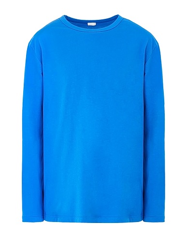 8 by YOOX Basic T-Shirt ORGANIC COTTON BASIC L/SLEEVE T-SHIRT  Blau 100% Organische Baumwolle