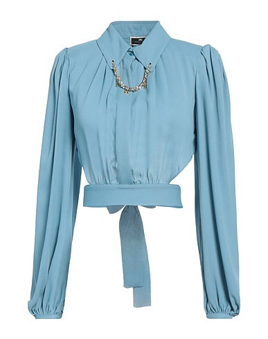 ELISABETTA FRANCHI Solid colour shirts & blouses Pastel blue 100% Viscose