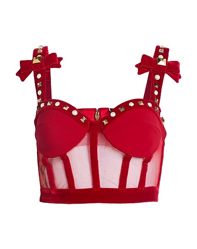 ELISABETTA FRANCHI Bustier Red 100% Polyamide, Polyester, Elastane
