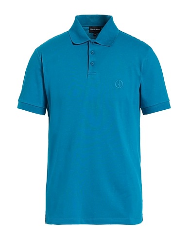 GIORGIO ARMANI Polo shirt Deep teal 97% Cotton, 3% Elastane