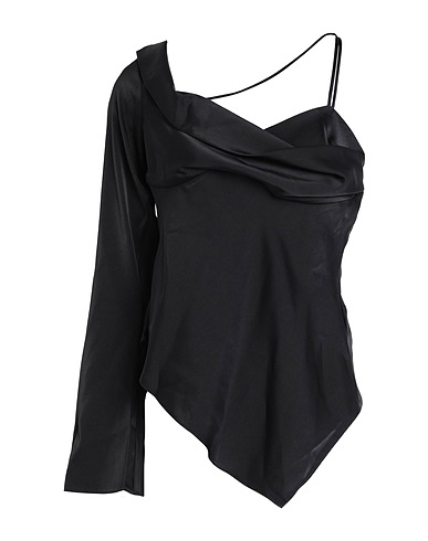 TOPSHOP One-shoulder top Black 100% Polyester