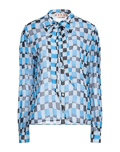 MARNI Checked shirt Azure 100% Silk
