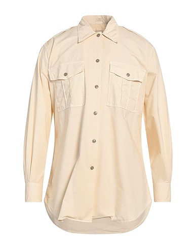 MASSIMO ALBA Solid colour shirt Beige 97% Cotton, 3% Elastane