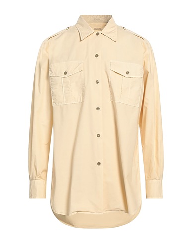 MASSIMO ALBA Solid colour shirt Beige 97% Cotton, 3% Elastane