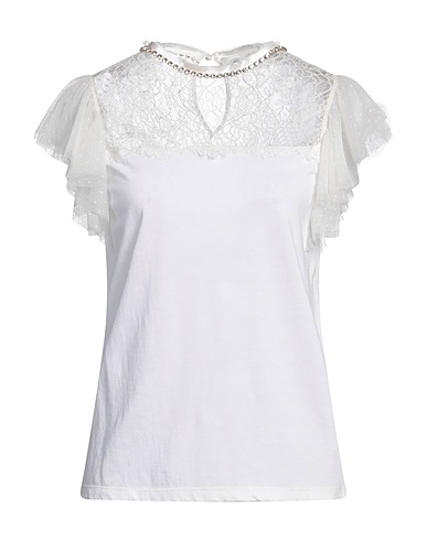 BLUMARINE T-shirt White 90% Cotton, 10% Polyamide, Glass, Metal, Acetate