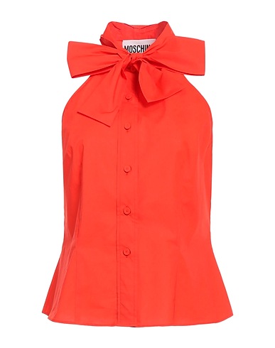 MOSCHINO Solid color shirts & blouses COUTURE Coral 96% Cotton, 4% Elastane