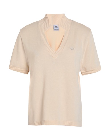 ADIDAS ORIGINALS Πουλόβερ KNIT OPEN POLO
 Κρεμ 100% Βαμβάκι