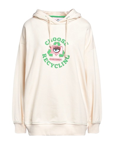 CHIARA FERRAGNI Hooded track jacket  Ivory 100% Cotton, Elastane