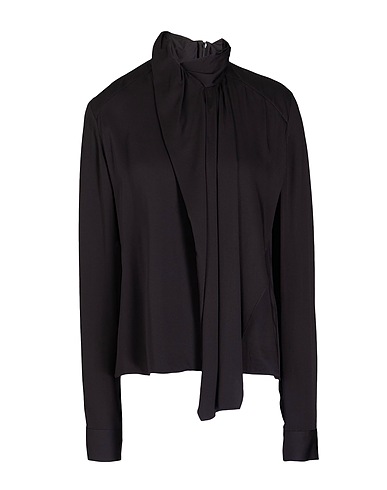 8 by YOOX Top VISCOSE TIE-NECK BOW BLOUSE
 Black 100% Viscose