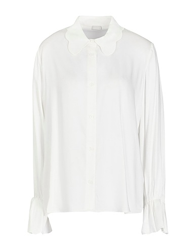 8 by YOOX Solid colour shirts & blouses VISCOSE WAVE TRIM SHIRT
 Ivory 100% Viscose