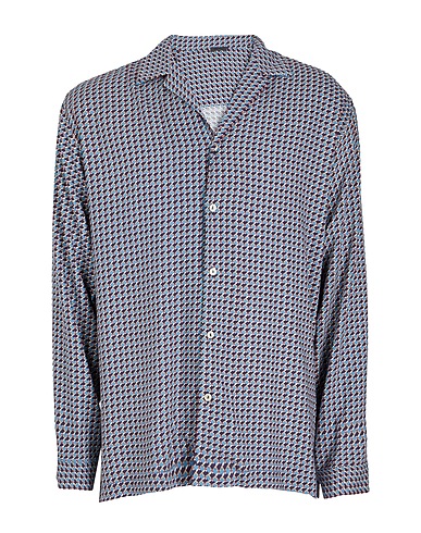 8 by YOOX Patterned shirt PRINTED VISCOSE FLUID SHIRT
 Pastel blue 100% Viscose