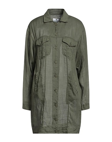 EUROPEAN CULTURE Solid colour shirts & blouses Military green 100% Ramie