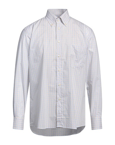 CALIBAN Checked shirt White 100% Cotton