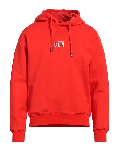 DSQUARED2 Hooded sweatshirt ICON Tomato red 100% Cotton, Elastane