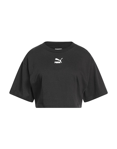 PUMA Crop top Black 100% Cotton, Polyester