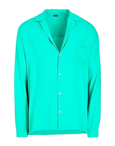 8 by YOOX Solid colour shirt Turquoise 100% Polyester