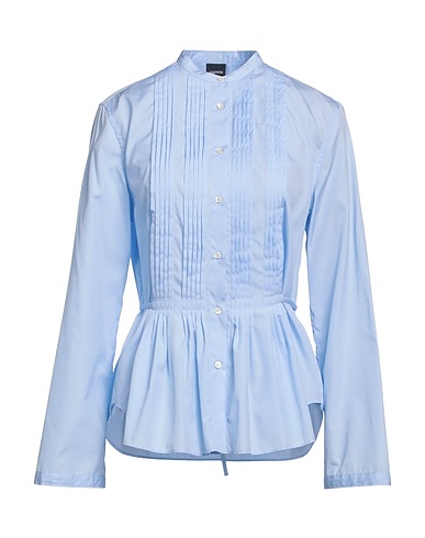 ASPESI Solid color shirts & blouses Sky blue 100% Cotton