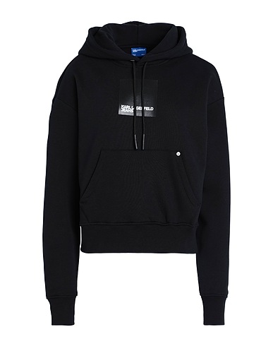 KARL LAGERFELD JEANS Hooded track jacket  Black 70% Organic cotton, 30% Polyester