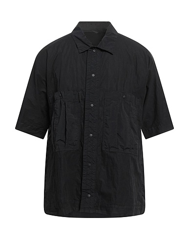 NEMEN Solid color shirt Black 75% Cotton, 25% Polyamide