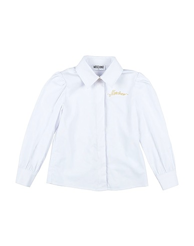 MOSCHINO TEEN Patterned shirts & blouses White 96% Cotton, 4% Elastane, Metallic fiber, Polyamide, Paper Yarn