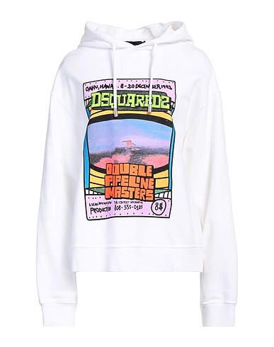 DSQUARED2 Hooded track jacket  White 100% Cotton