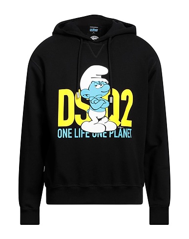 DSQUARED2 Hooded track jacket  Black 97% Cotton, 3% Elastane