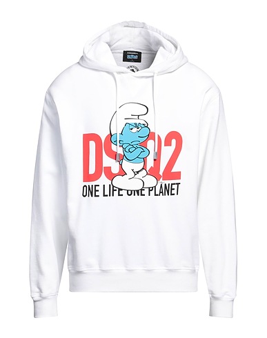 DSQUARED2 Hooded track jacket  White 97% Cotton, 3% Elastane