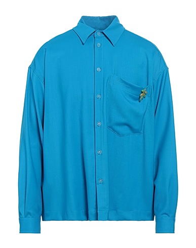 BONSAI Camicia tinta unita Azzurro 99% Lana Vergine, 1% Elastan
