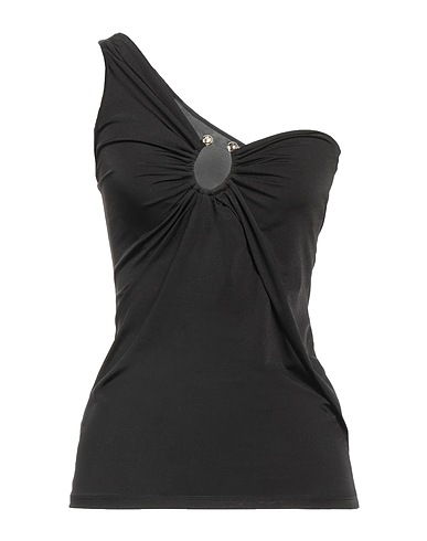 PINKO One-shoulder top Black 89% Polyamide, 11% Elastane
