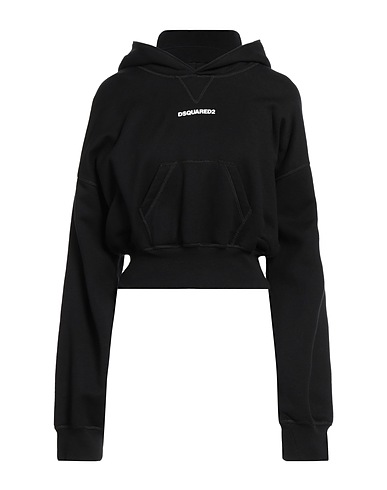DSQUARED2 Hooded track jacket  Black 100% Cotton, Elastane