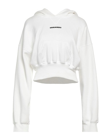 DSQUARED2 Hooded track jacket  White 100% Cotton, Elastane