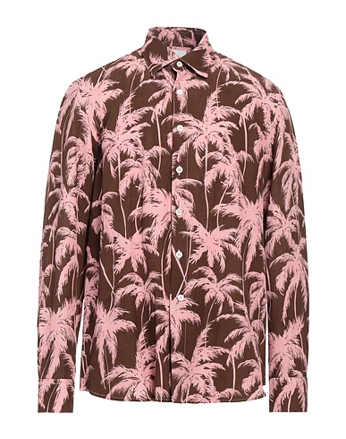 PT Torino Patterned shirt Brown 65% Viscose, 35% Linen