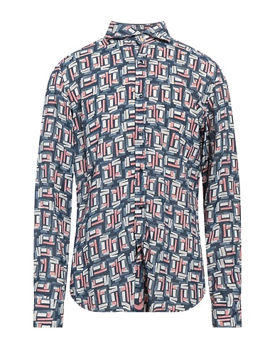 GIANNETTO PORTOFINO Patterned shirt Slate blue 100% Cupro