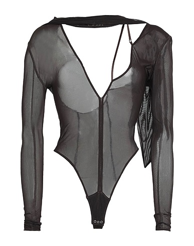 JACQUEMUS TOPWEAR Dark brown 93% Polyamide, 7% Elastane