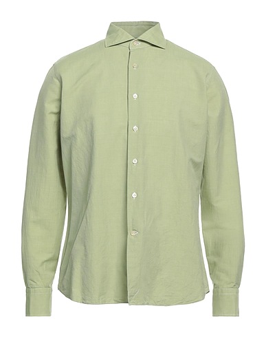 ALESSANDRO GHERARDI Solid colour shirt Sage green 59% Cotton, 41% Linen
