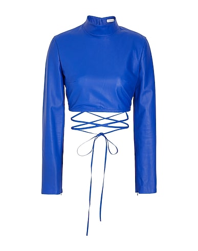8 by YOOX Top LEATHER MOCK-NECK CROP TOP
BLU 100% Pelle di agnello